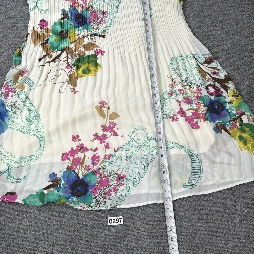 Sunny Leigh Midi Dress Womens 3X White Floral Pleated Bell Sleeve Boho Flowy - Picture 5 of 9